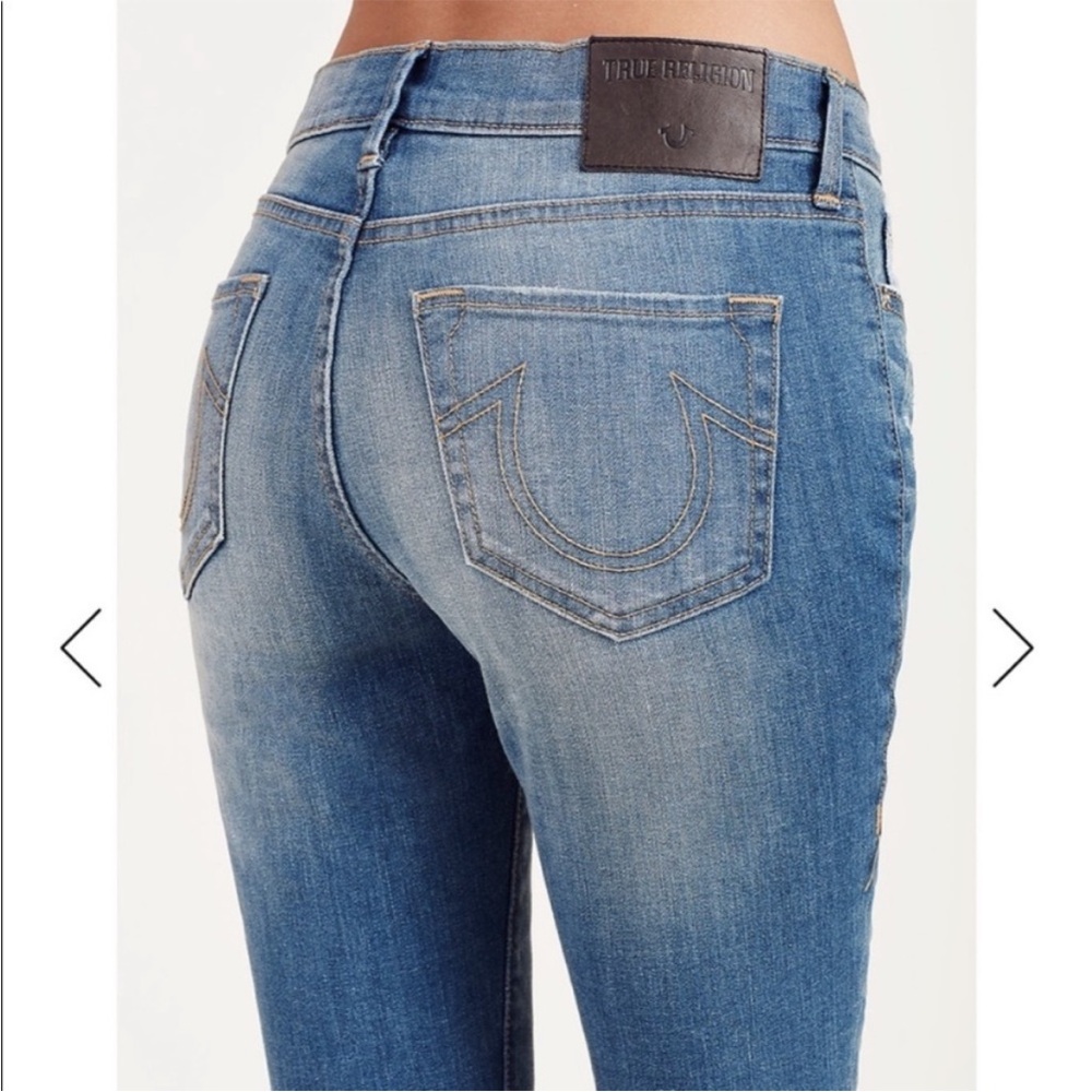 True Religion ‘Halle’ crop ankle lace-up jeans size 24